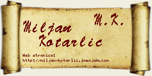Miljan Kotarlić vizit kartica